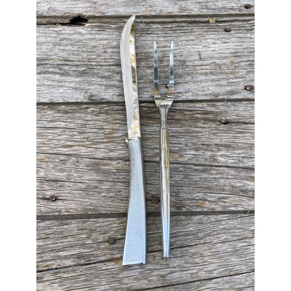 Vintage Midcentury Carvel Hall Stainless Steel Meat Carving Knife & Fork Set - Picture 5 of 9